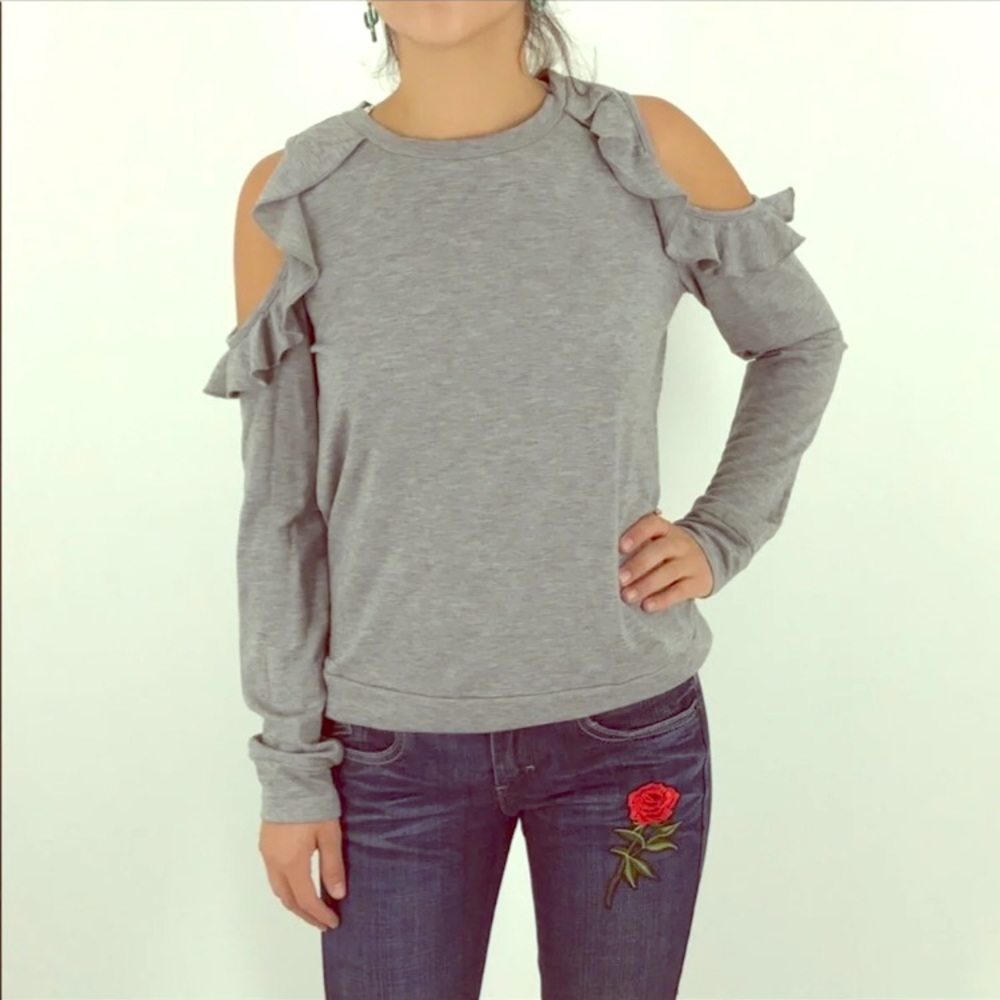 Ruffle Cold Shoulder Top